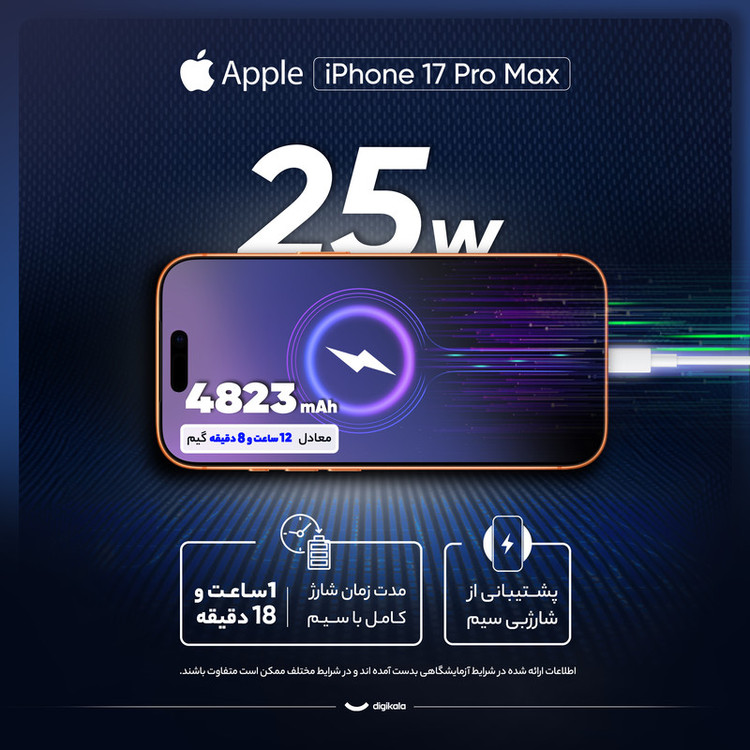 گوشی موبایل اپل مدل iPhone 17 Pro MaxXAA تک سیم کارت + eSim ظرفیت 256 گیگابایت و رم 12 گیگابایت - نات اکتیو سفارش استرالیا
