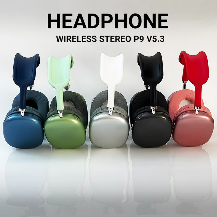 هدفون بلوتوثی مدل HEADPHONE WIRELESS STEREO P9 V5.3 بدون نویز کنسلینگ، درگاه شارژ USB Type-C، با قابلیت اتصال به 2 دستگاه همزمان، دارای باتری قابل شارژ، اتصال دوگانه (بیسیم و )، دارای نشانگر LED، دارای شیار کارت حافظه